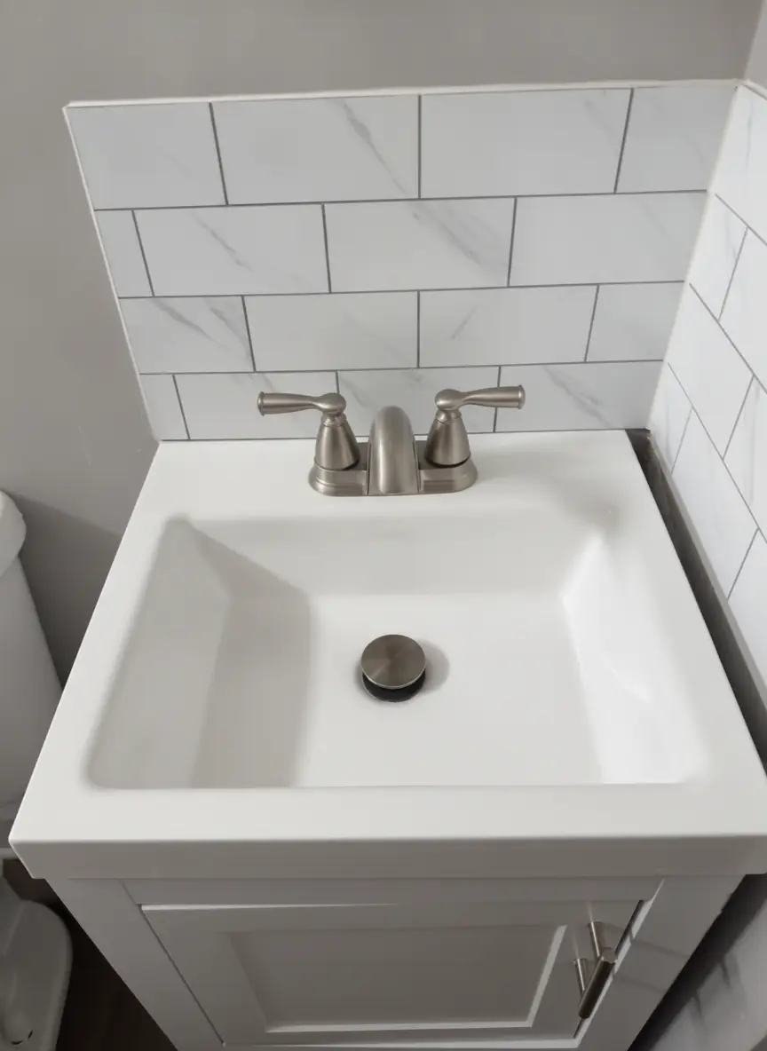 Spotless bathroom sink and vanity after a Trustyclean deep clean